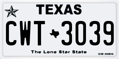 TX license plate CWT3039