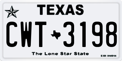 TX license plate CWT3198