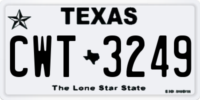 TX license plate CWT3249