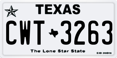 TX license plate CWT3263
