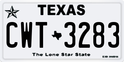 TX license plate CWT3283