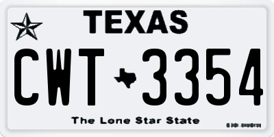 TX license plate CWT3354