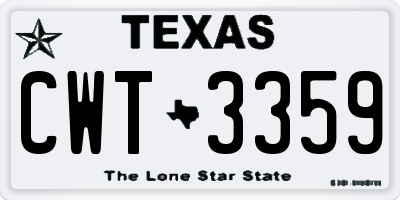 TX license plate CWT3359