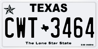 TX license plate CWT3464