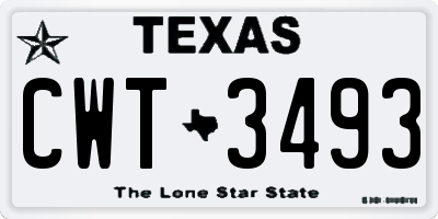 TX license plate CWT3493