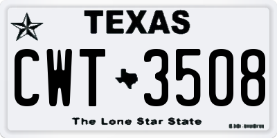 TX license plate CWT3508