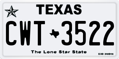 TX license plate CWT3522
