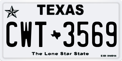 TX license plate CWT3569