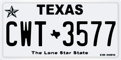TX license plate CWT3577