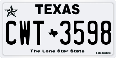 TX license plate CWT3598