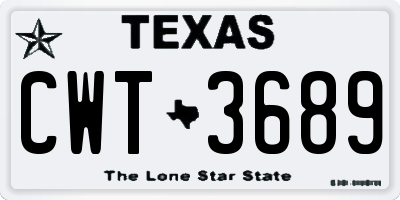 TX license plate CWT3689