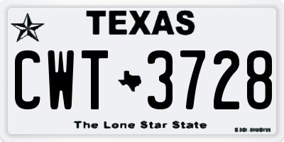 TX license plate CWT3728