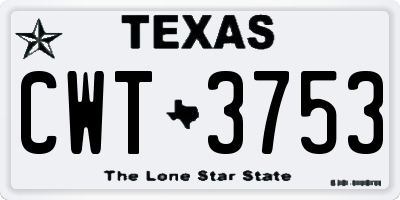 TX license plate CWT3753