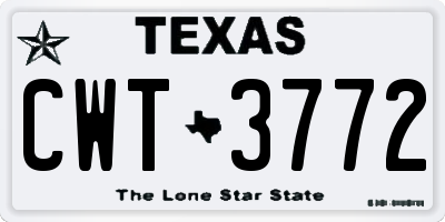 TX license plate CWT3772