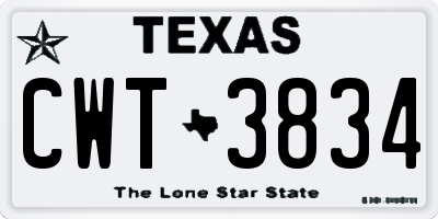TX license plate CWT3834