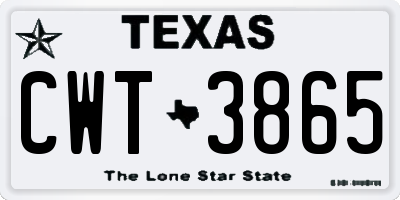 TX license plate CWT3865