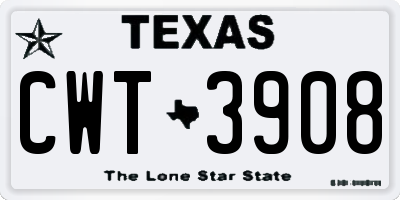 TX license plate CWT3908