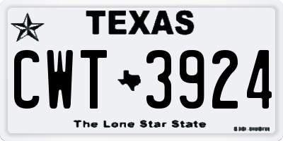 TX license plate CWT3924