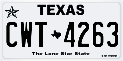TX license plate CWT4263