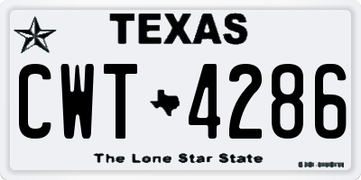TX license plate CWT4286