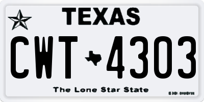 TX license plate CWT4303
