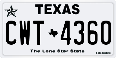 TX license plate CWT4360