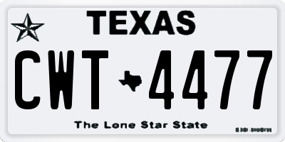 TX license plate CWT4477