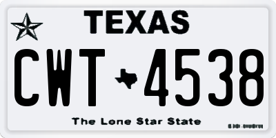 TX license plate CWT4538