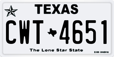 TX license plate CWT4651