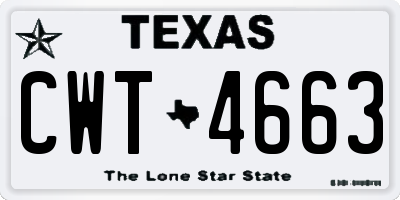 TX license plate CWT4663