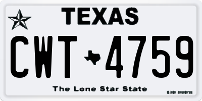 TX license plate CWT4759
