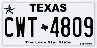 TX license plate CWT4809