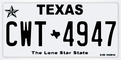 TX license plate CWT4947