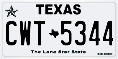 TX license plate CWT5344