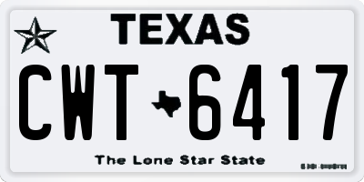 TX license plate CWT6417