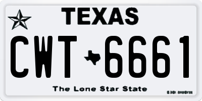TX license plate CWT6661