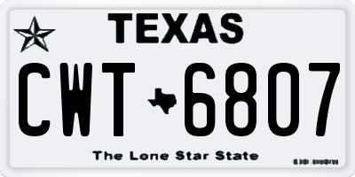 TX license plate CWT6807