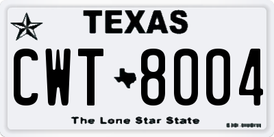 TX license plate CWT8004