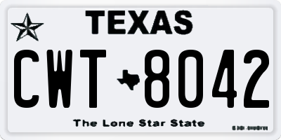 TX license plate CWT8042