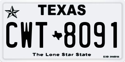 TX license plate CWT8091