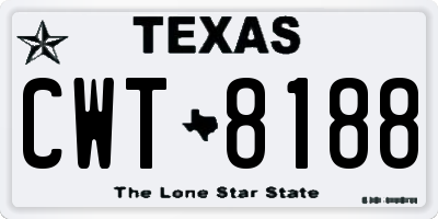 TX license plate CWT8188
