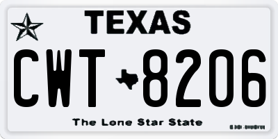 TX license plate CWT8206