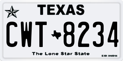 TX license plate CWT8234