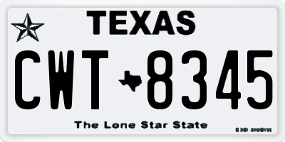 TX license plate CWT8345