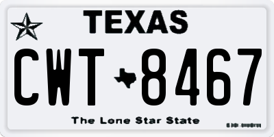 TX license plate CWT8467