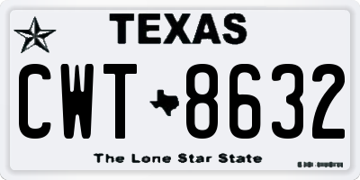TX license plate CWT8632