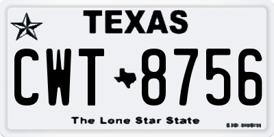 TX license plate CWT8756