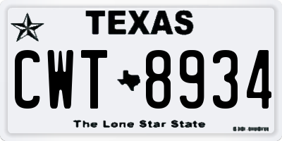 TX license plate CWT8934