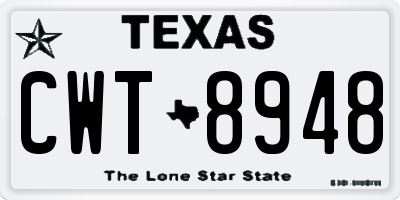 TX license plate CWT8948