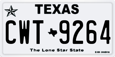 TX license plate CWT9264